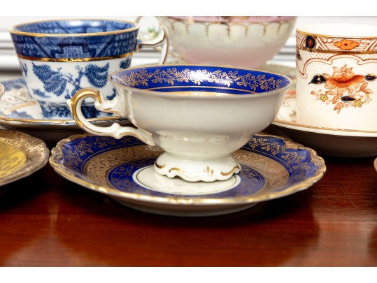 Mixed Antique Porcelain Teacups & Saucers