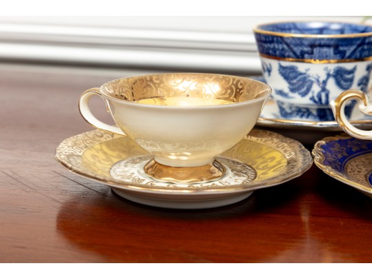 Mixed Antique Porcelain Teacups & Saucers