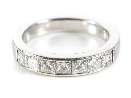 Platinum Princess Cut Diamond Ring, Size 4