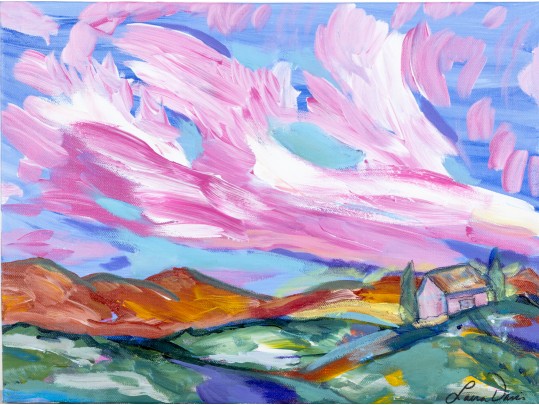 Laura Davis (American [NC], 21st C.) 'The Pink Skies' Acrylic On Canvas Painting