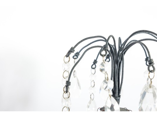 Pair Of Vintage Crystal Glass Centerpiece Candlestick Holders