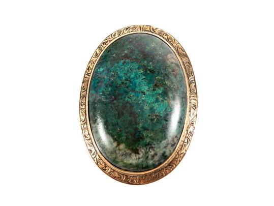 Vintage 14k Green Chrysocolla Brooch Pendant