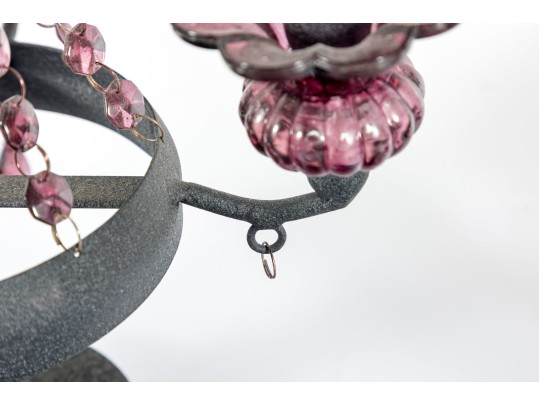 Pair Of Vintage Crystal Glass Centerpiece Candlestick Holders