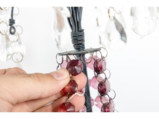 Pair Of Vintage Crystal Glass Centerpiece Candlestick Holders