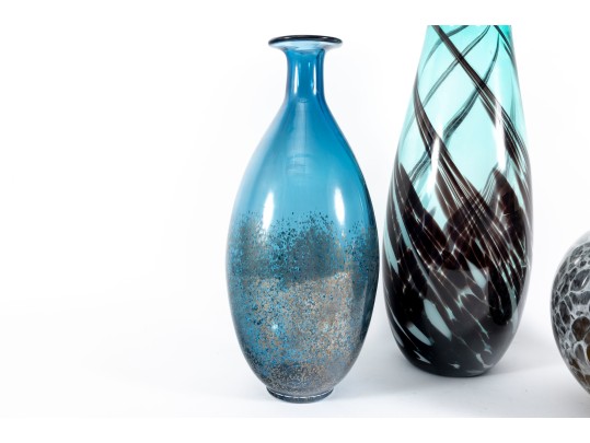 Trio Of Murano Style Glass Vases