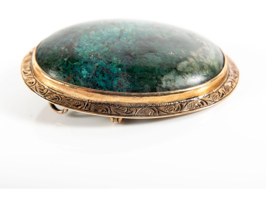 Vintage 14k Green Chrysocolla Brooch Pendant