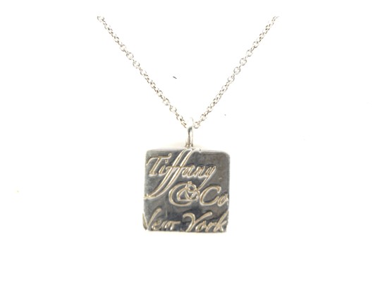 Tiffany & Co. Square Notes Sterling Silver Pendant Necklace