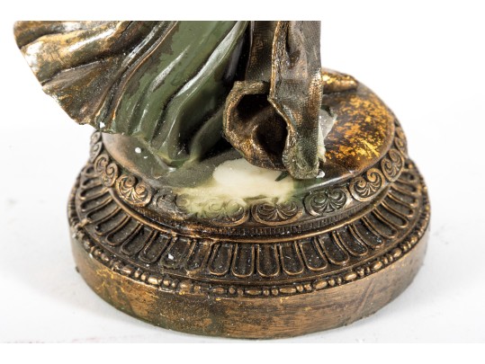 Resin Art Nouveau Angel With Horn Candlestick Holders