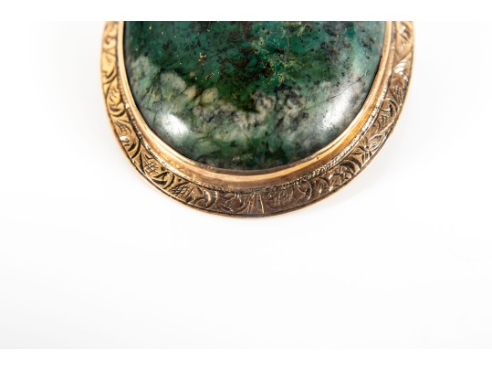 Vintage 14k Green Chrysocolla Brooch Pendant