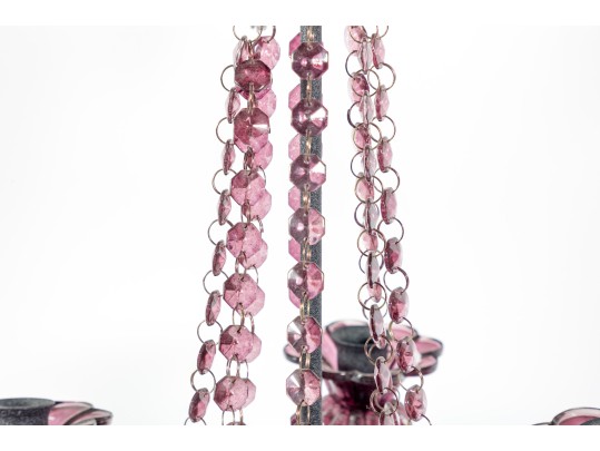 Pair Of Vintage Crystal Glass Centerpiece Candlestick Holders