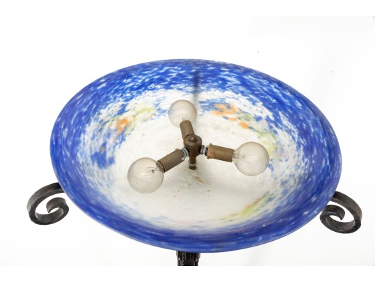 Vintage Iron Torchiere Floor Lamp