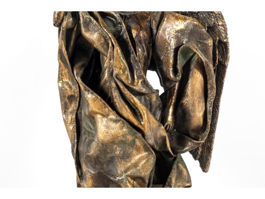 Resin Art Nouveau Angel With Horn Candlestick Holders