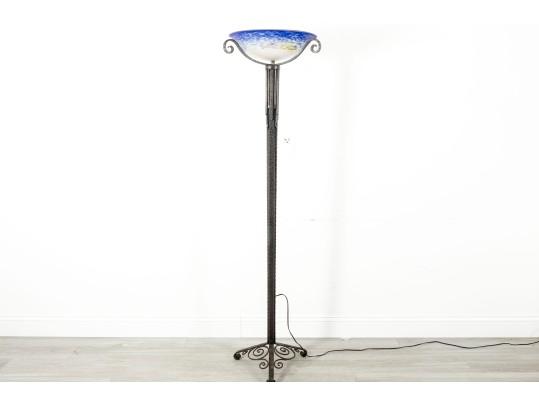 Vintage Iron Torchiere Floor Lamp