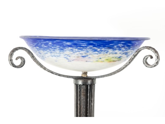 Vintage Iron Torchiere Floor Lamp