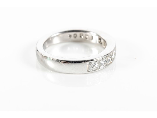 Platinum Princess Cut Diamond Ring, Size 4