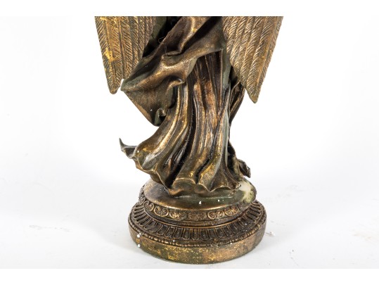 Resin Art Nouveau Angel With Horn Candlestick Holders