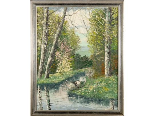 Impressionist Oil On Board Signed Landscape Painting