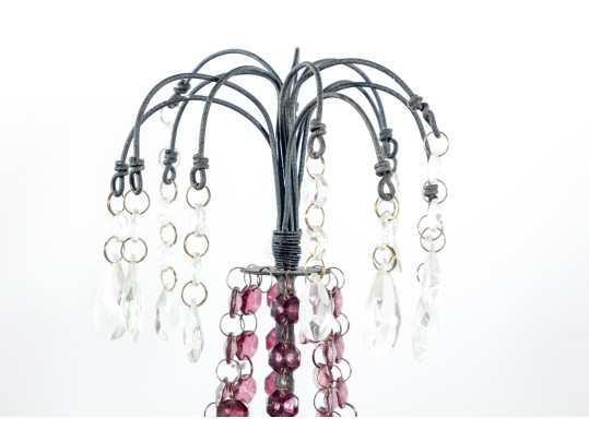 Pair Of Vintage Crystal Glass Centerpiece Candlestick Holders