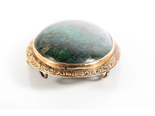 Vintage 14k Green Chrysocolla Brooch Pendant