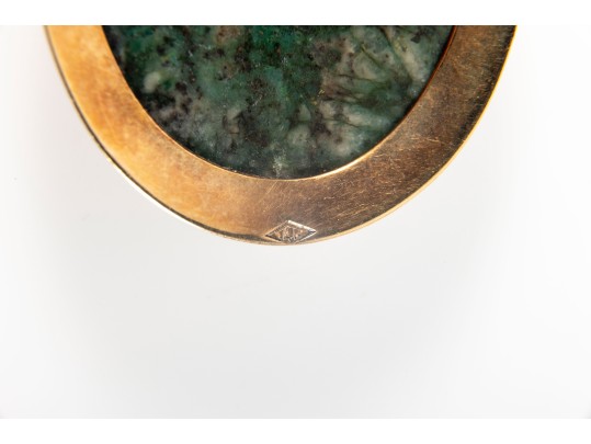 Vintage 14k Green Chrysocolla Brooch Pendant