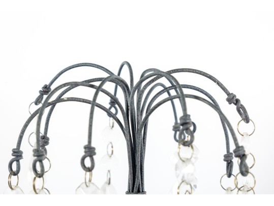 Pair Of Vintage Crystal Glass Centerpiece Candlestick Holders