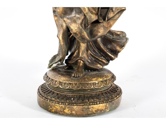 Resin Art Nouveau Angel With Horn Candlestick Holders