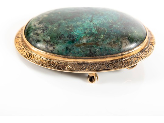 Vintage 14k Green Chrysocolla Brooch Pendant