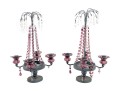 Pair Of Vintage Crystal Glass Centerpiece Candlestick Holders