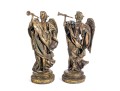 Resin Art Nouveau Angel With Horn Candlestick Holders