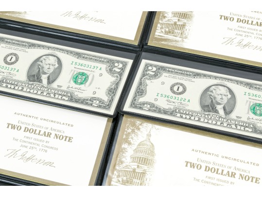 Fourteen 2003 Green Seal $2 Bills