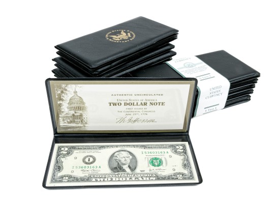 Fourteen 2003 Green Seal $2 Bills