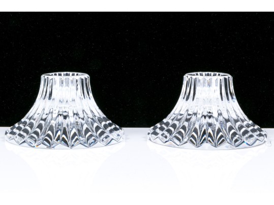 Pair Of Baccarat Crystal Glass Candle Sticks