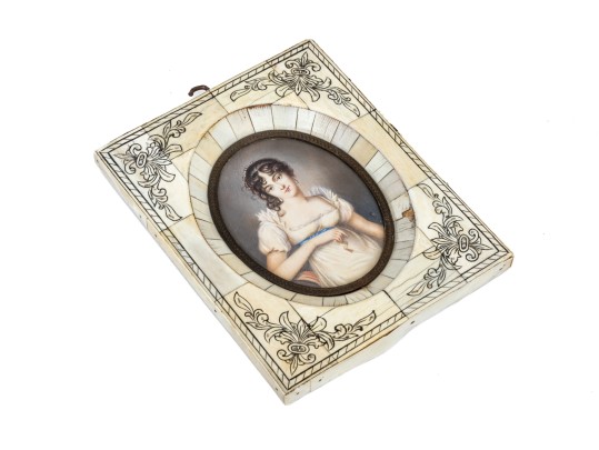 Framed Image Of Young Woman In White Dress
