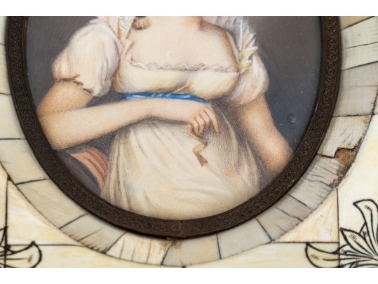 Framed Image Of Young Woman In White Dress