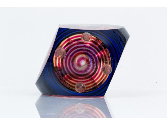 Kit Karbler And Michael Davis Stunning Art Glass Perfume Bottle, Pink And Purple Tones