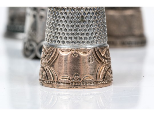 Lot Of Attractive Vintage And Antique Sterling Silver Thimbles, Assorted Styles