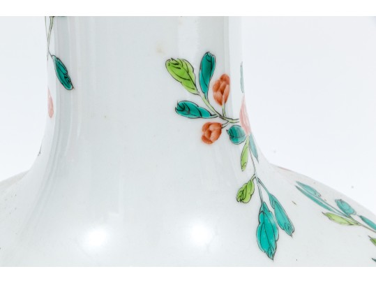 Impactful 22” Chinese Famille Rose ‘Tianqiuping’ Porcelain Vase