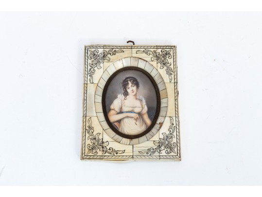 Framed Image Of Young Woman In White Dress