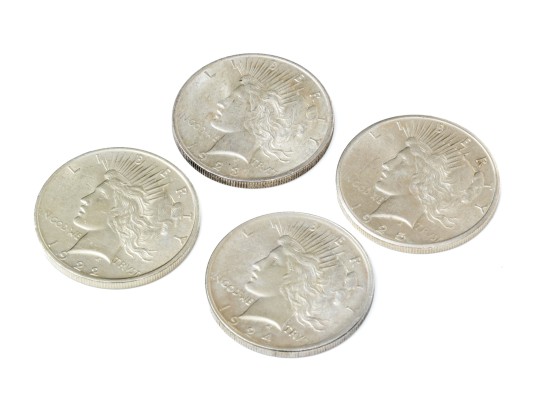 Lot Of Four Peace Dollars : 1922, 1923, 1924, 1925