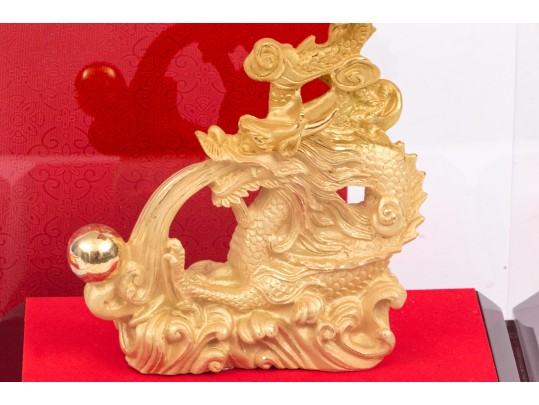 Chinese Gold Decorated Dragon Sculpture