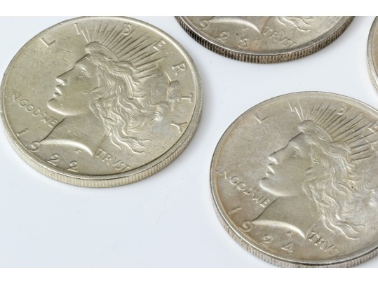 Lot Of Four Peace Dollars : 1922, 1923, 1924, 1925