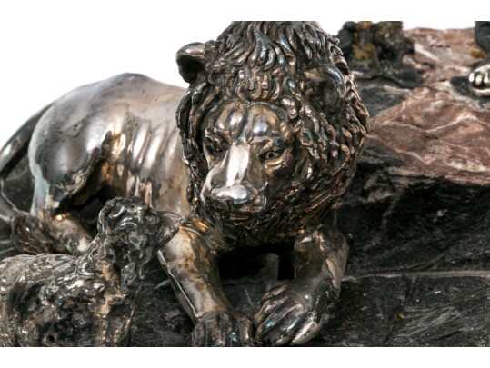 Yaacov Heller Iconic Lion And The Lamb Sterling Silver Clad Biblical Sculpture