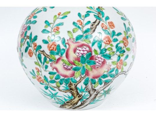 Impactful 22” Chinese Famille Rose ‘Tianqiuping’ Porcelain Vase