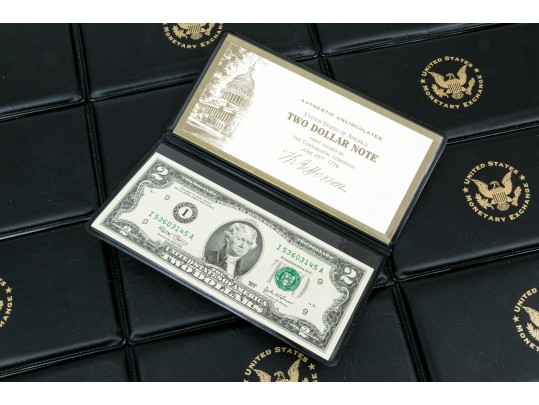 Fifteen 2003 $2 Green Seal Bills