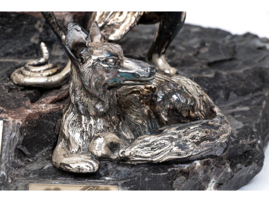 Yaacov Heller Iconic Lion And The Lamb Sterling Silver Clad Biblical Sculpture