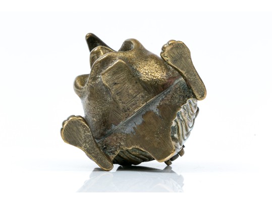 Striking Groteque Form Inkwell, With Complementary Mother-of-pearl Writing Instruments