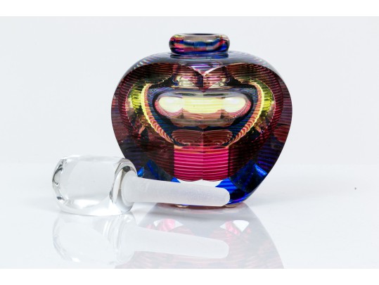 Kit Karbler And Michael Davis Stunning Art Glass Perfume Bottle, Pink And Purple Tones