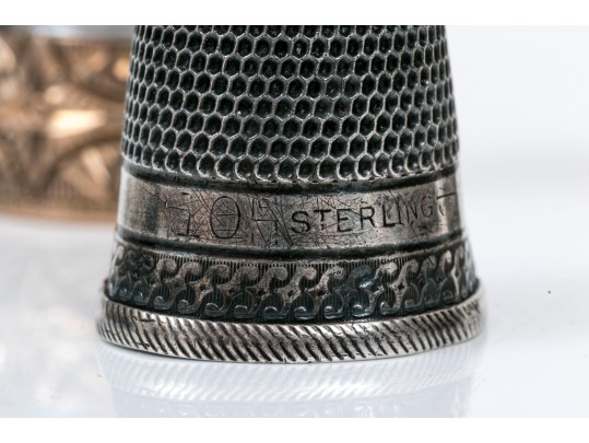 Lot Of Attractive Vintage And Antique Sterling Silver Thimbles, Assorted Styles