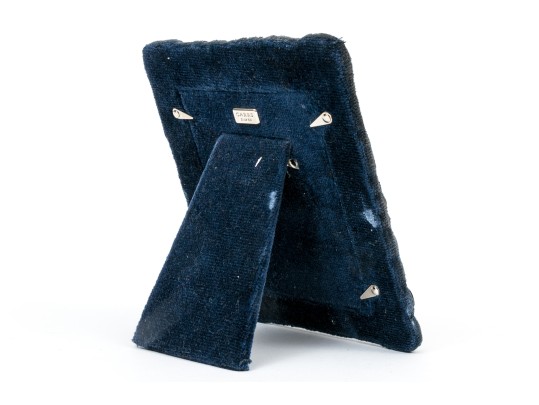 Sterling Silver English Baby Frame, Animal Motifs, With A Blue Backing