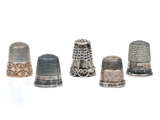 Lot Of Attractive Vintage And Antique Sterling Silver Thimbles, Assorted Styles